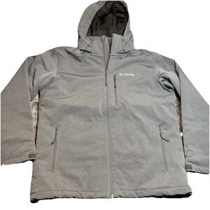 Columbia Gate Racer Hooded Jacket Mens Large Gray Insulated Softshell Warm Comfy